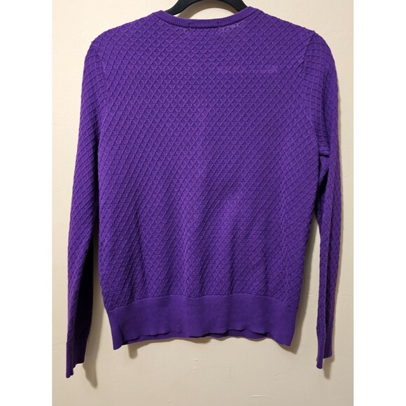 NWT Lands’ End Women's cardigan, Supima Cotton Sweater, purple, sz 10-12 - Picture 2 of 3